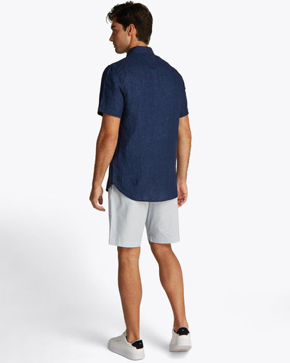 Tommy Hilfiger Pigment Dyed Linen Short Sleeve Mens Shirt - Carbon Navy