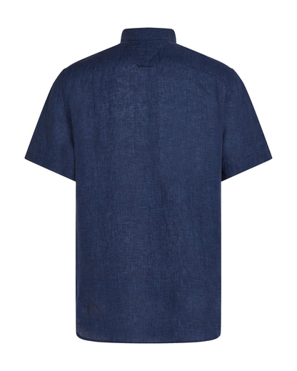Tommy Hilfiger Pigment Dyed Linen Short Sleeve Mens Shirt - Carbon Navy