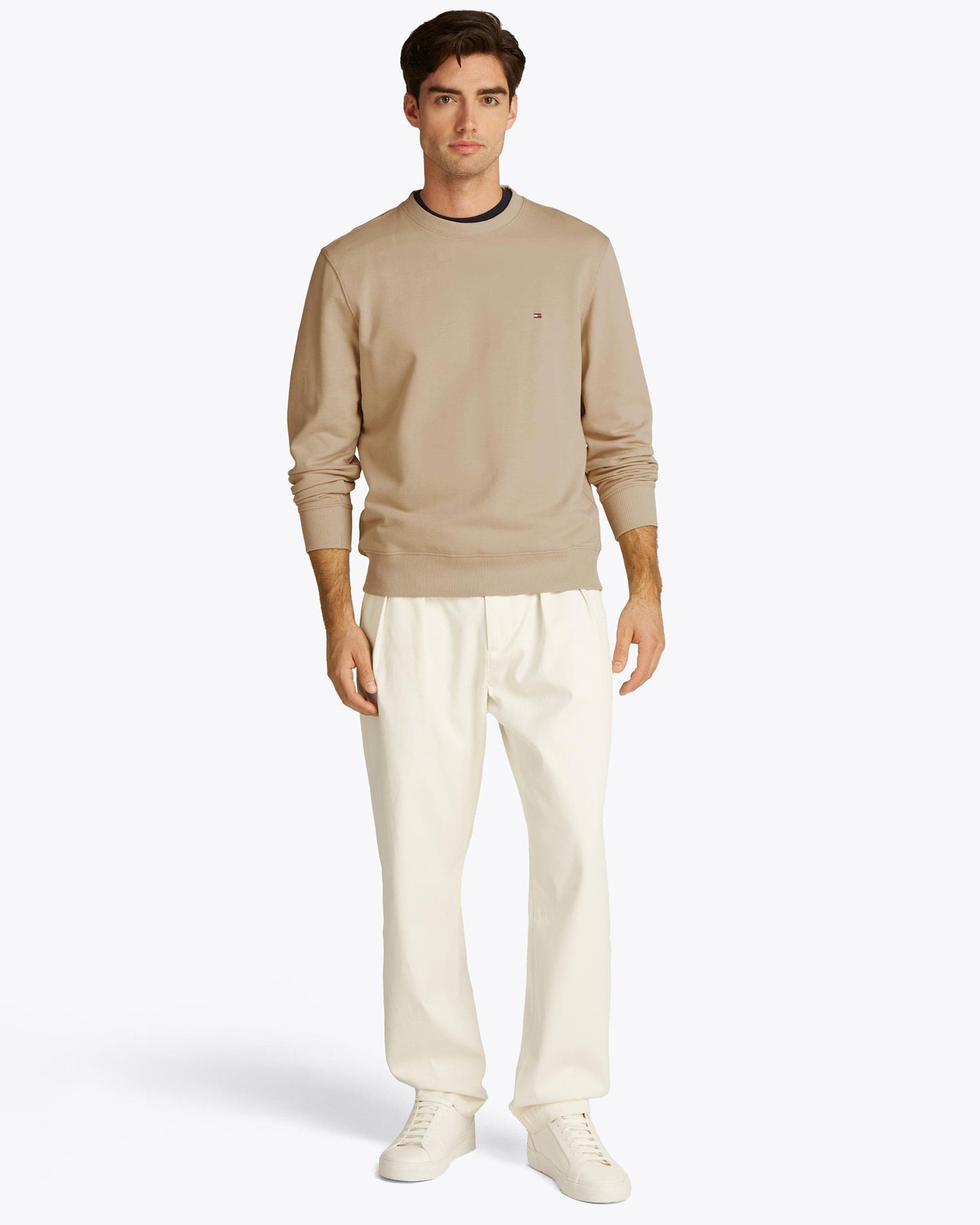 Tommy Hilfiger Essential Mens Terry Cotton Crew Neck - Sandalwood