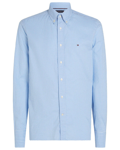 Tommy Hilfiger Flex Poplin Gingham Long Sleeve Mens Shirt - Sweet Blue / Optic White