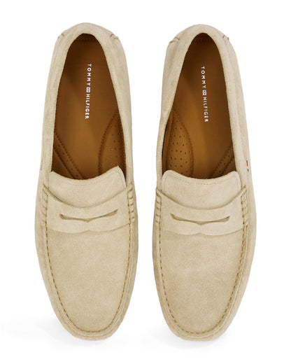 Tommy Hilfiger Casual Hilfiger Mens Suede Driving Shoes - Beige/Brown