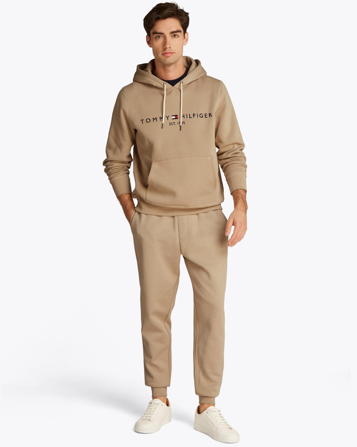Tommy Hilfiger Tommy Logo Flex Fleece Hoodie - Sandalwood