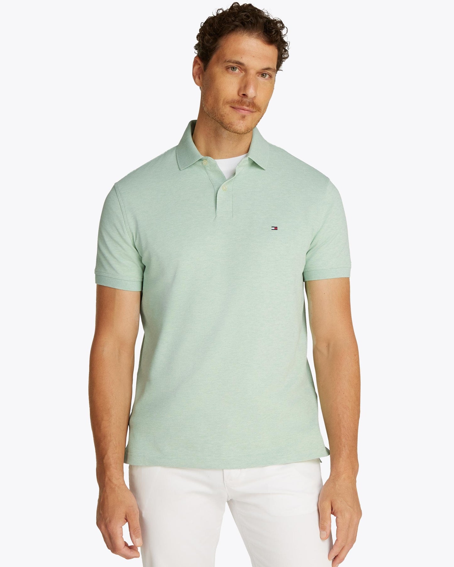 Tommy Hilfiger 1985 Regular Fit Mens Polo - Mint Gel Heather