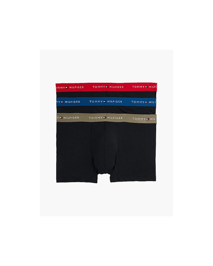 Tommy Hilfiger 3 Pack Mens Colour Waistband Trunks - Deep Indigo/Primary Red/Utility Olive