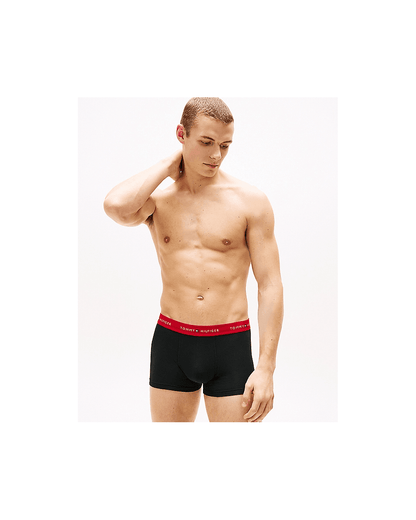 Tommy Hilfiger 3 Pack Mens Colour Waistband Trunks - Deep Indigo/Primary Red/Utility Olive