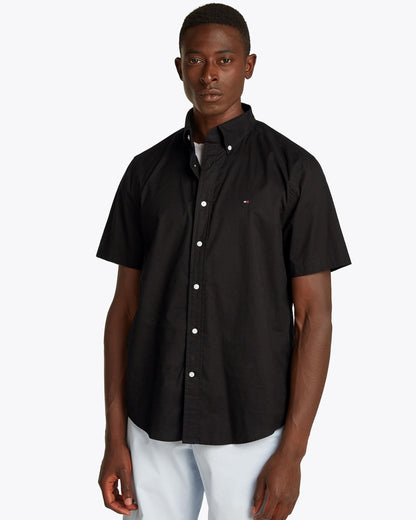 Tommy Hilfiger Flex Poplin Solid Short Sleeve Mens Shirt - Black