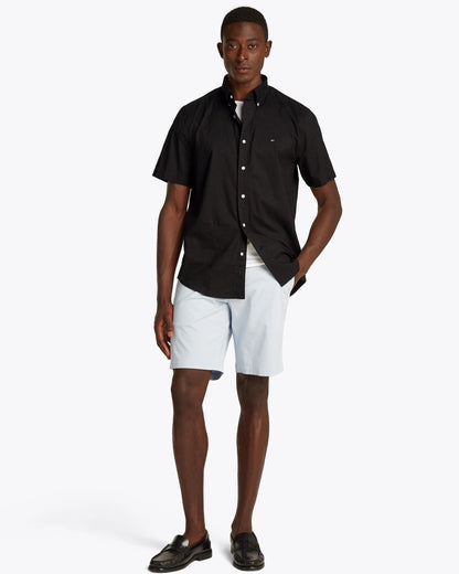 Tommy Hilfiger Flex Poplin Solid Short Sleeve Mens Shirt - Black