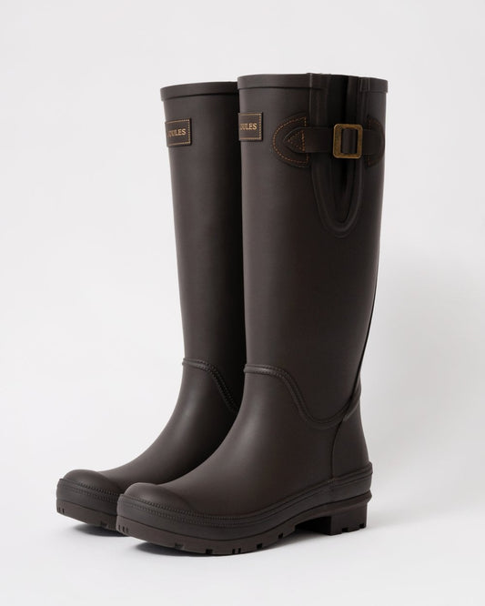 Joules Houghton Womens Adjustable Tall Wellies - Chocolate Brown - CHO - Designer Womens Tall Wellies