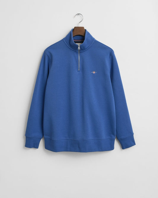 GANT Mens Regular Fit Shield Logo Half Zip Sweatshirt - 407 Rich Blue