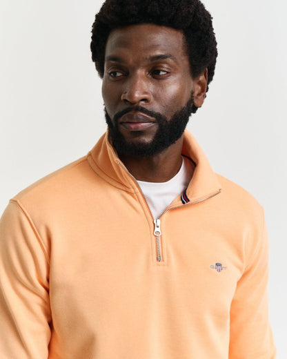 GANT Mens Regular Fit Shield Logo Half Zip Sweatshirt - 848 Peachy Orange