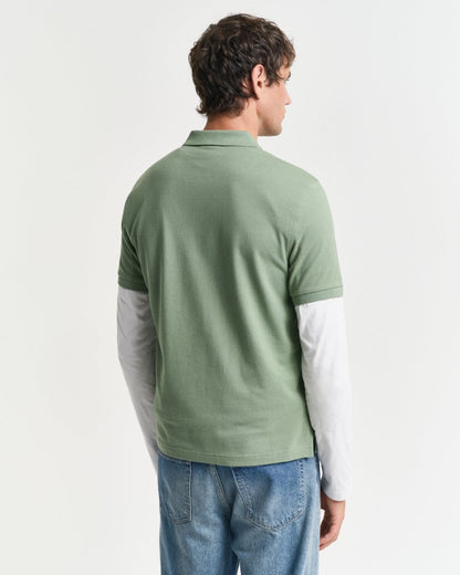 GANT Mens Regular Fit Short Sleeve Shield Logo Pique Polo - 362 Kalamata Green