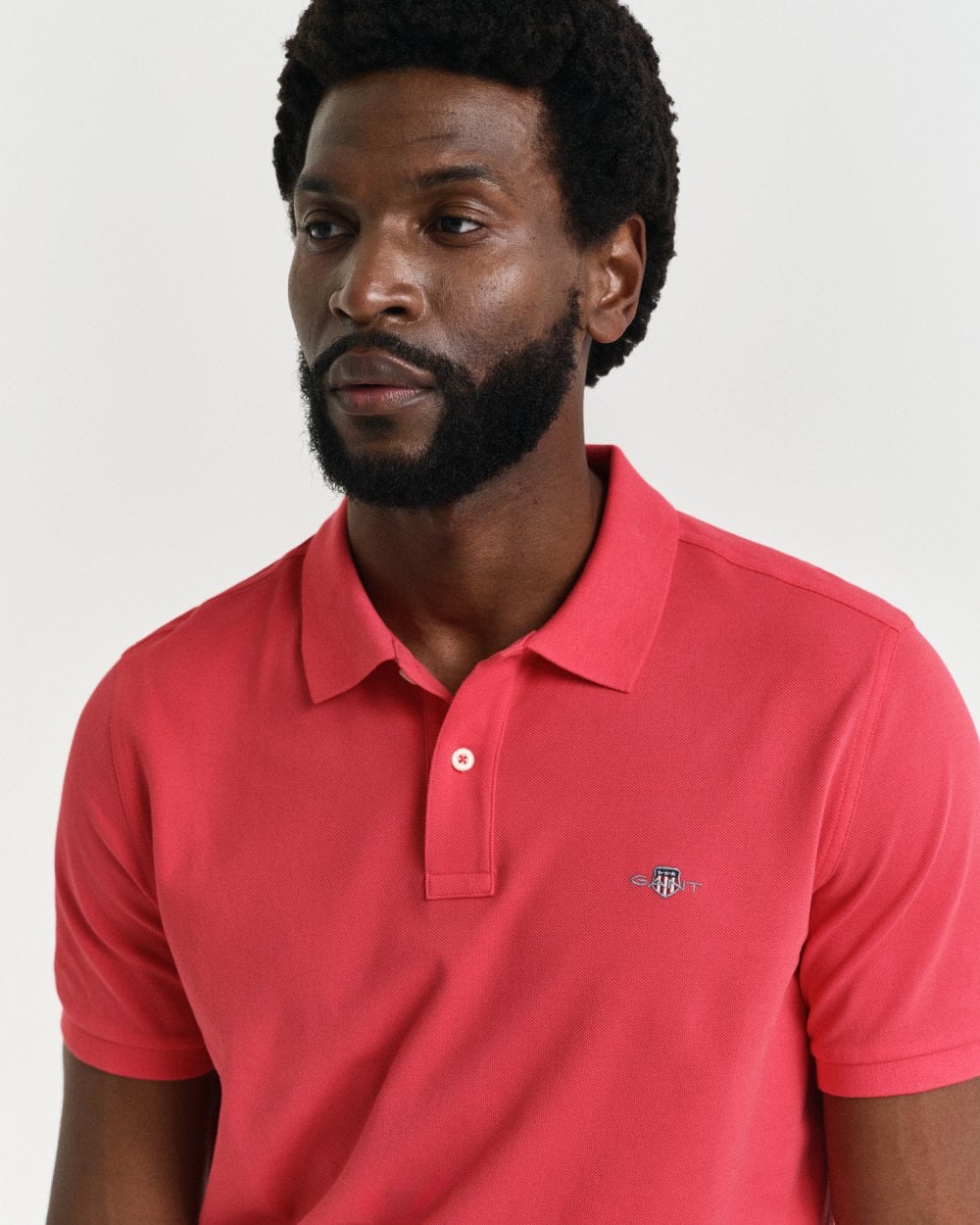 GANT Mens Regular Fit Short Sleeve Shield Logo Pique Polo - 648 Watermelon Red