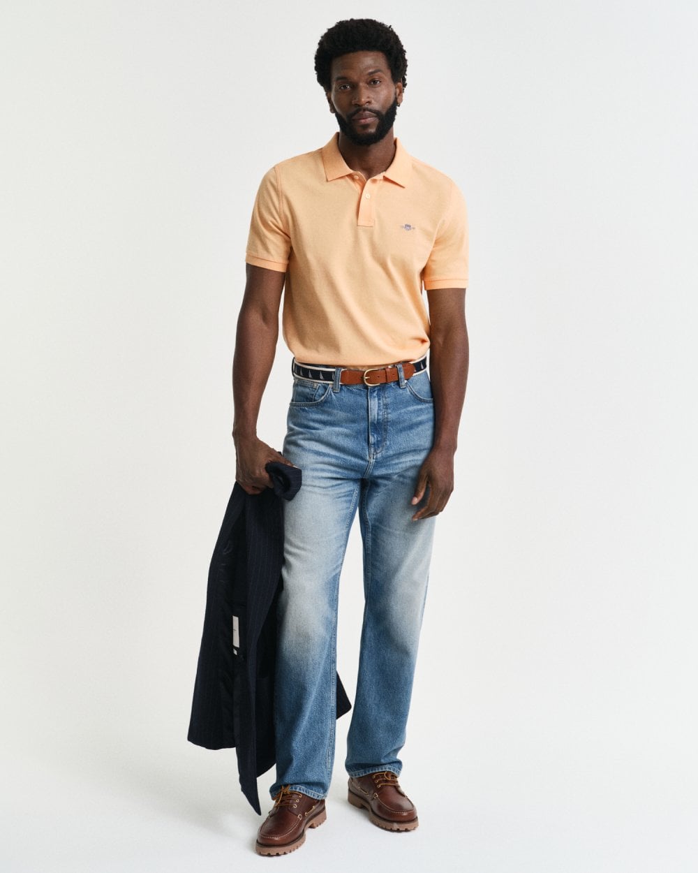 GANT Mens Regular Fit Short Sleeve Shield Logo Pique Polo - 848 Peachy Orange
