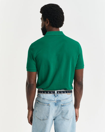 GANT Mens Regular Fit Short Sleeve Shield Logo Pique Polo - 322 Deep Green