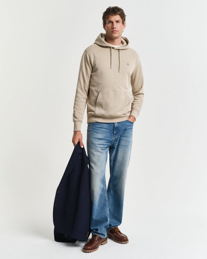 GANT Mens Regular Fit Shield Logo Pullover Hoodie - 277 Dry Sand