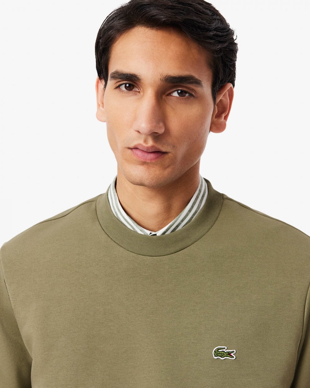 Lacoste Mens Crew Neck Fleece Sweatshirt - Khaki BMY