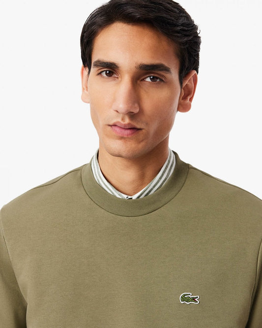 Lacoste Mens Crew Neck Fleece Sweatshirt - Khaki BMY