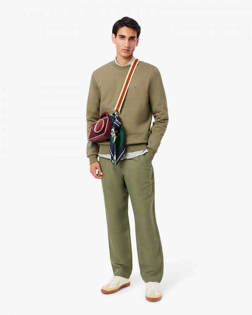 Lacoste Mens Crew Neck Fleece Sweatshirt - Khaki BMY