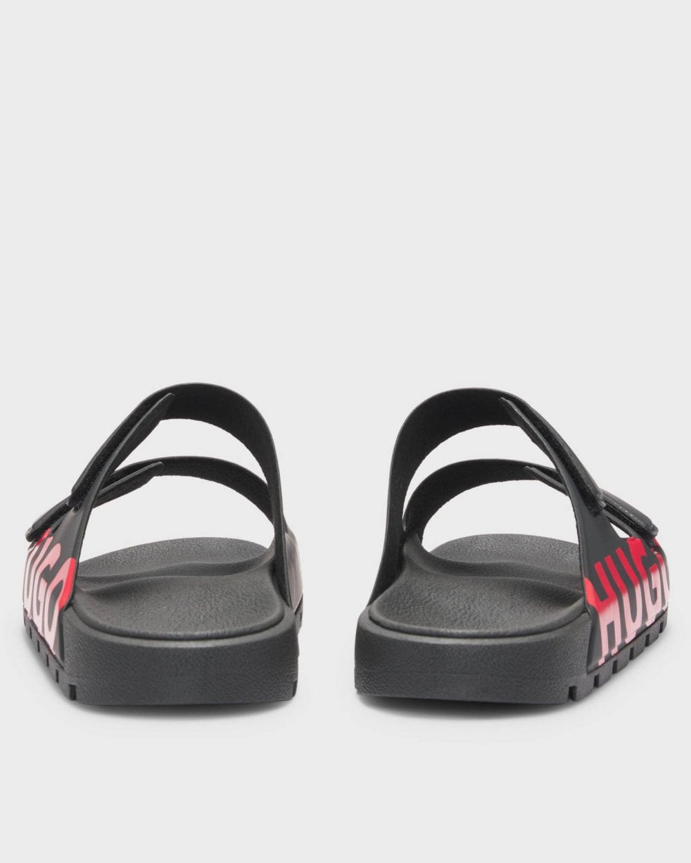 HUGO Evander Mens Logo Sandals with Double Touch-Closure Straps - Black 001