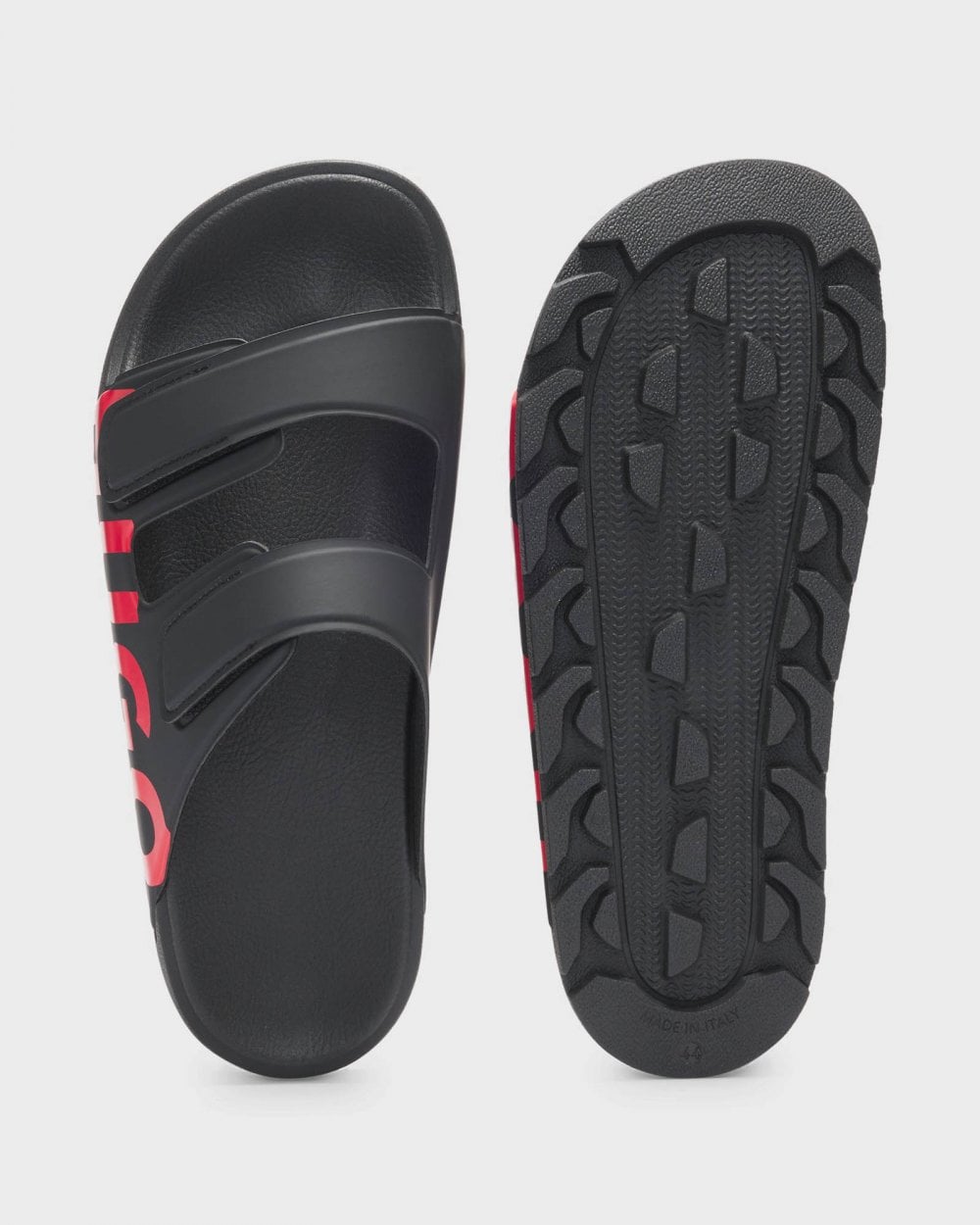 HUGO Evander Mens Logo Sandals with Double Touch-Closure Straps - Black 001