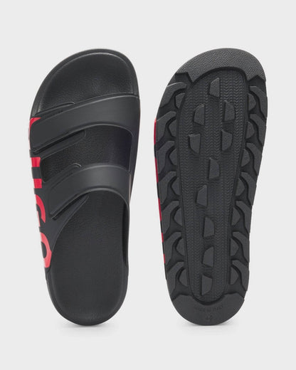 HUGO Evander Mens Logo Sandals with Double Touch-Closure Straps - Black 001