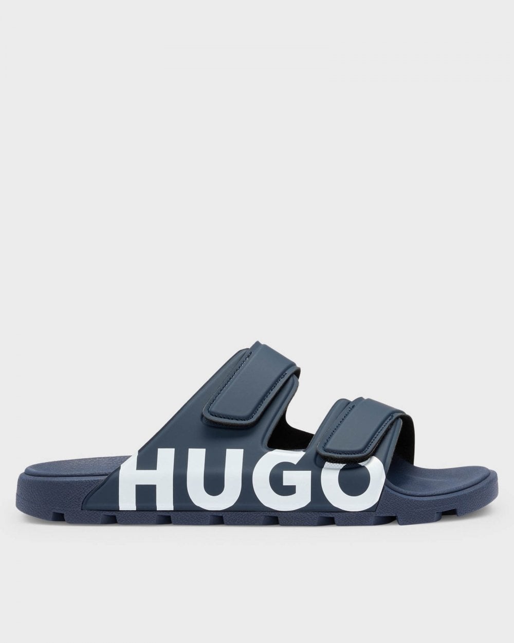 HUGO Evander Mens Logo Sandals with Double Touch-Closure Straps - Navy 410