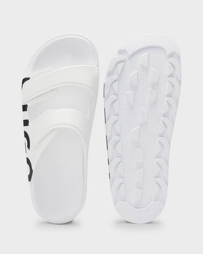 HUGO Evander Mens Logo Sandals with Double Touch-Closure Straps - White 100