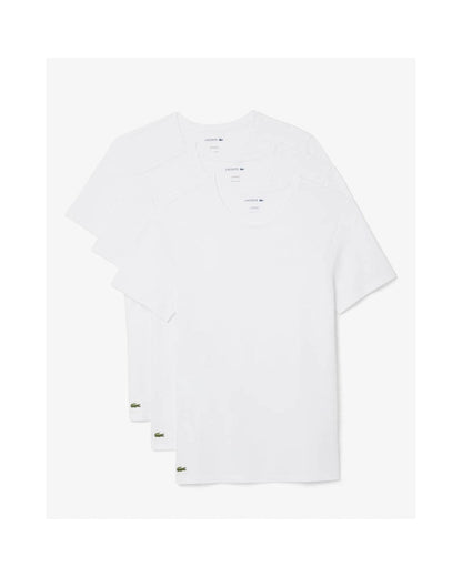 Lacoste Mens 3-Pack Plain Mens T-Shirts - White 001