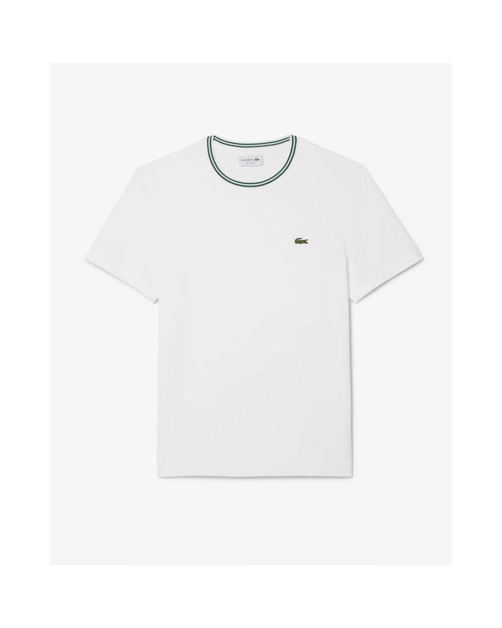 Lacoste Contrast Collar Mens T- Shirt - White 001