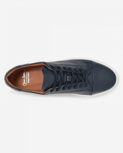 Oliver Sweeney Almada Mens Perforated Leather Trainers - Navy