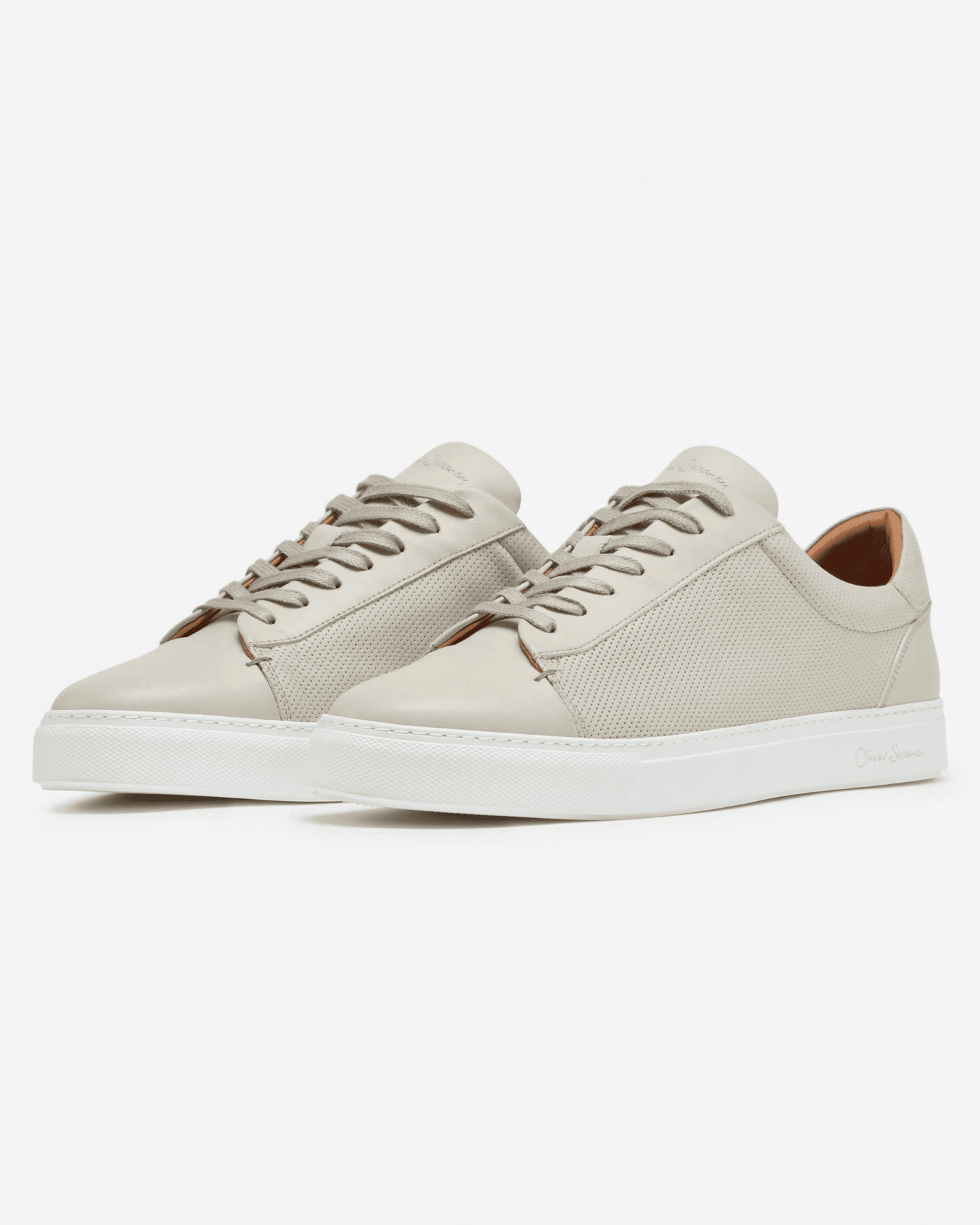 Oliver Sweeney Almada Mens Perforated Leather Trainers - Off White