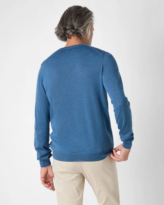 Oliver Sweeney Camber Mens Crew Neck Jumper - Mid Blue