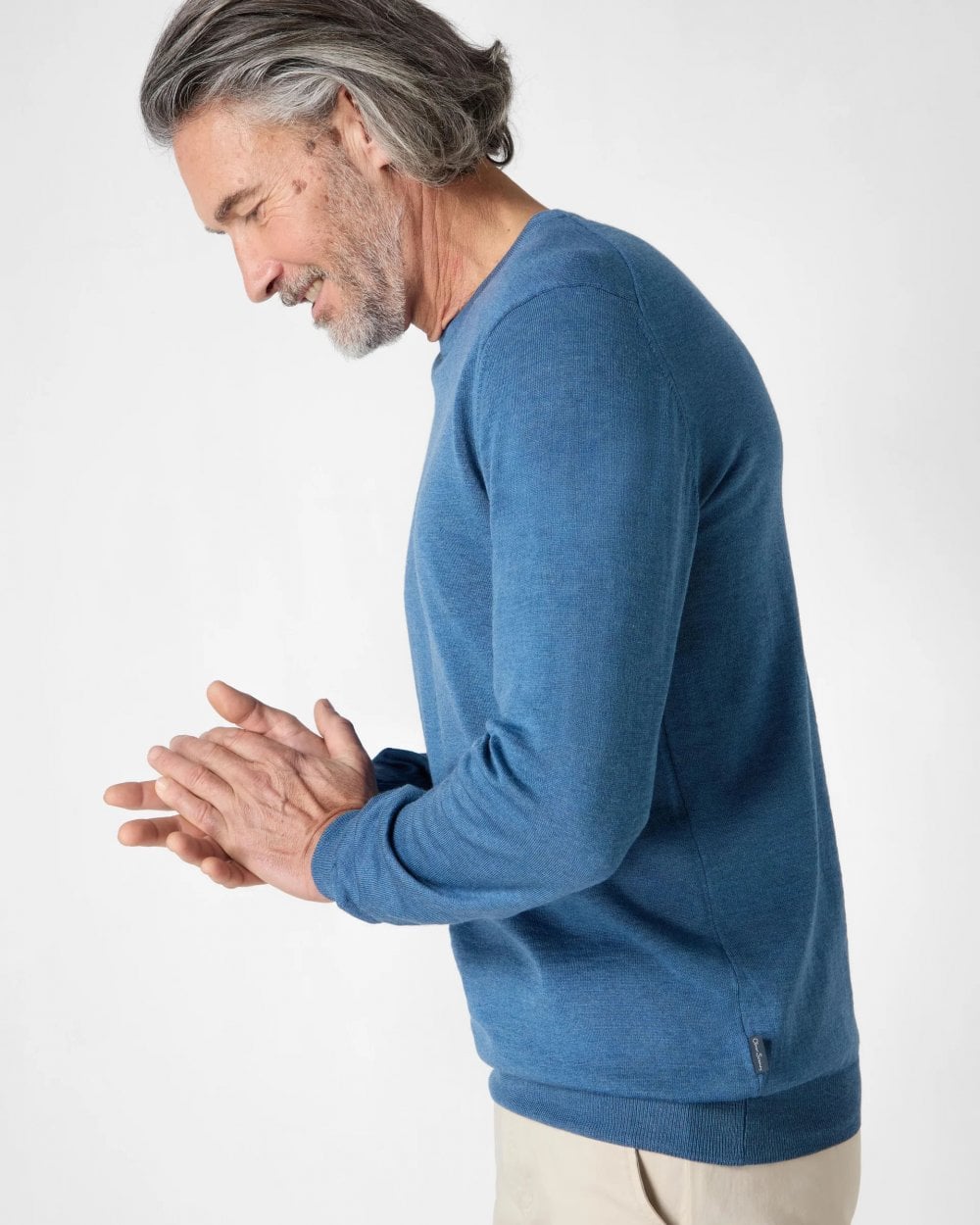Oliver Sweeney Camber Mens Crew Neck Jumper - Mid Blue