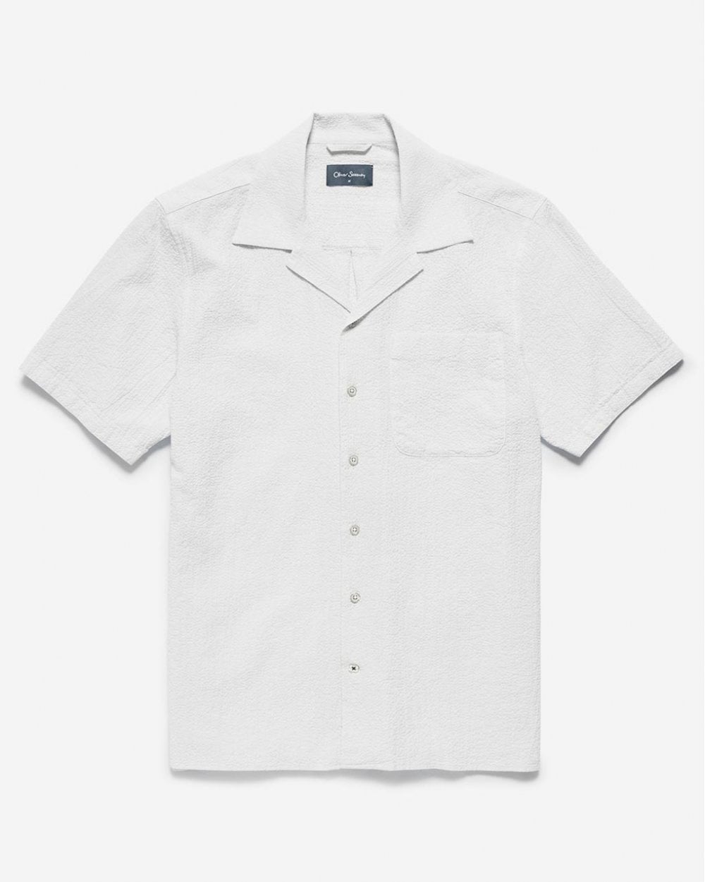 Oliver Sweeney Ravenshead Mens Cotton Seersucker Short Sleeved Shirt - White