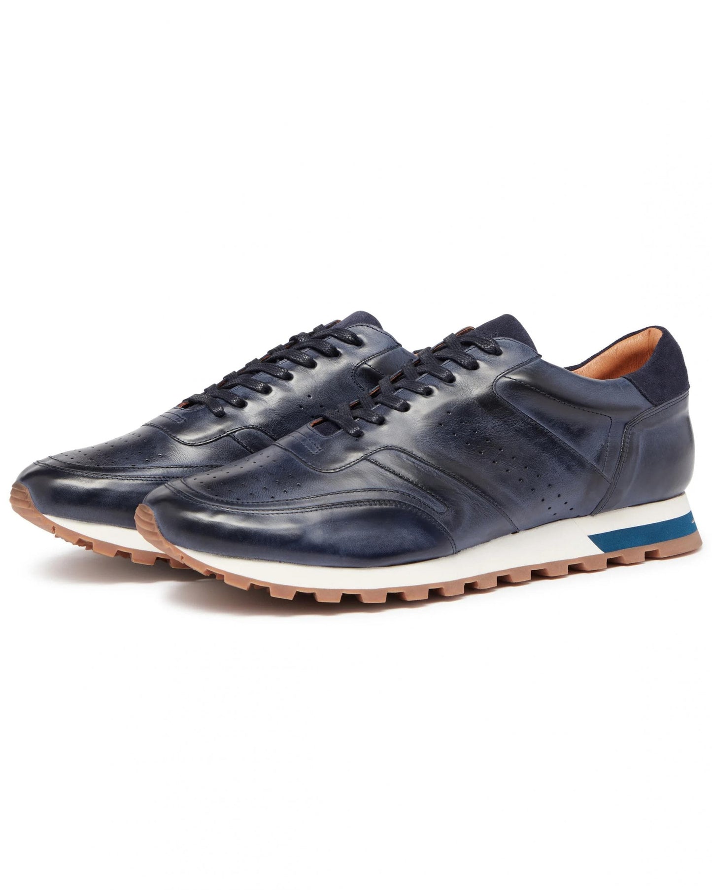 Oliver Sweeney Orjais Mens Hand Washed Calf Leather Trainers - Navy
