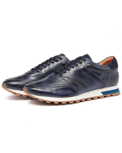 Oliver Sweeney Orjais Mens Hand Washed Calf Leather Trainers - Navy