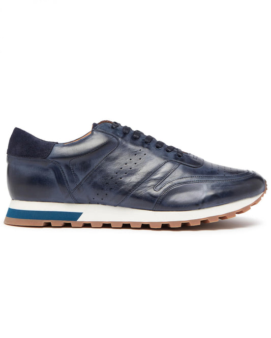 Oliver Sweeney Orjais Mens Hand Washed Calf Leather Trainers - Navy