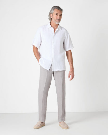 Oliver Sweeney Somerton Mens Short Sleeve Linen Shirt - White