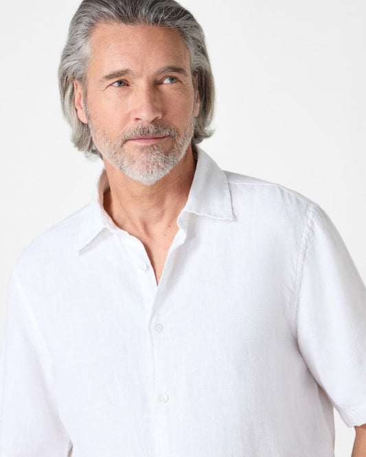 Oliver Sweeney Somerton Mens Short Sleeve Linen Shirt - White