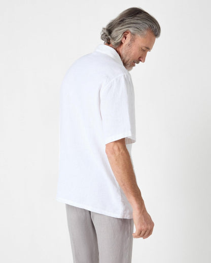 Oliver Sweeney Somerton Mens Short Sleeve Linen Shirt - White