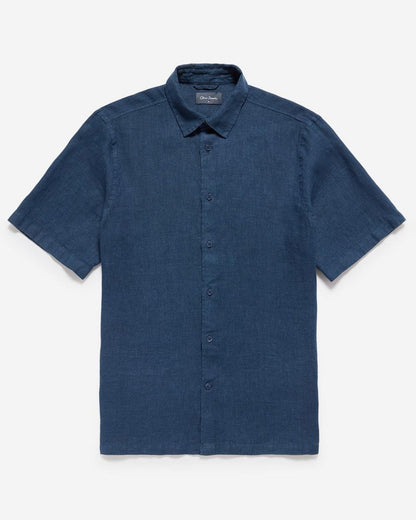 Oliver Sweeney Somerton Mens Short Sleeve Linen Shirt - Navy