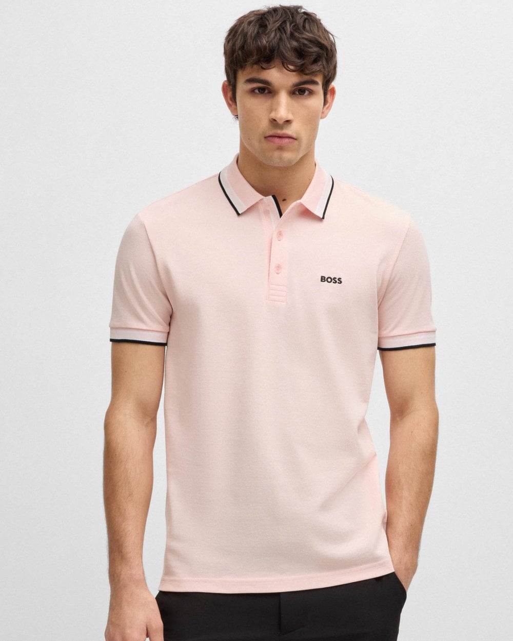 BOSS Green Paddy Contrast Mens Polo - Light/Pastel Pink 689