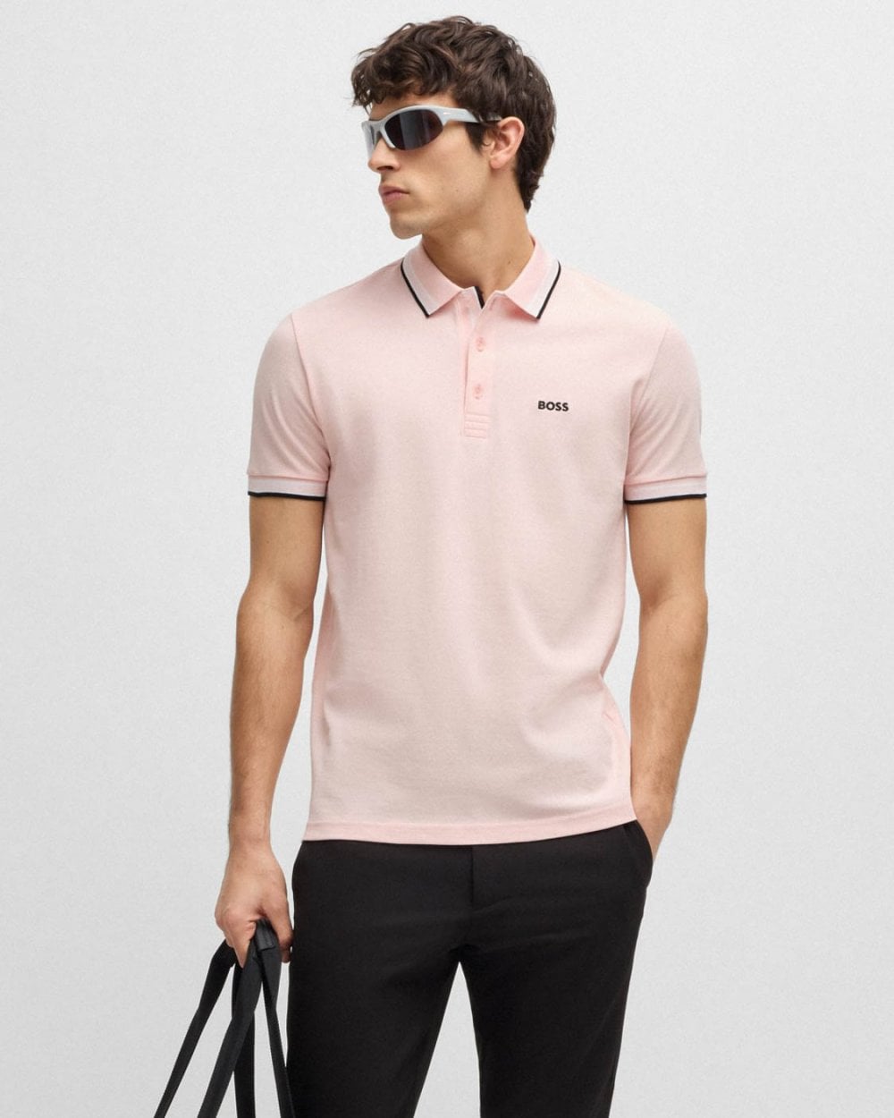 BOSS Green Paddy Contrast Mens Polo - Light/Pastel Pink 689