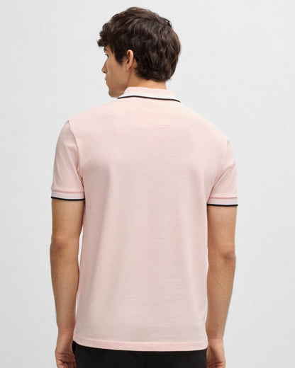 BOSS Green Paddy Contrast Mens Polo - Light/Pastel Pink 689