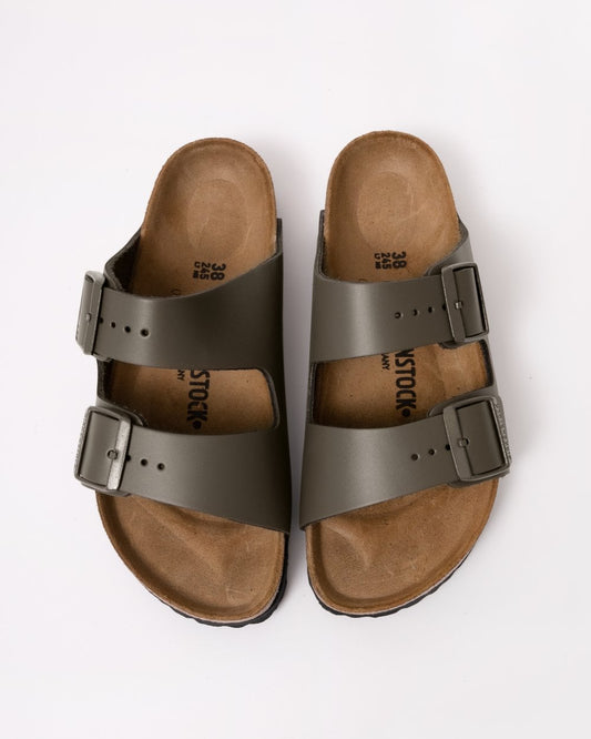Birkenstock Arizona Natural Leather Womens Sandals - Concrete Grey