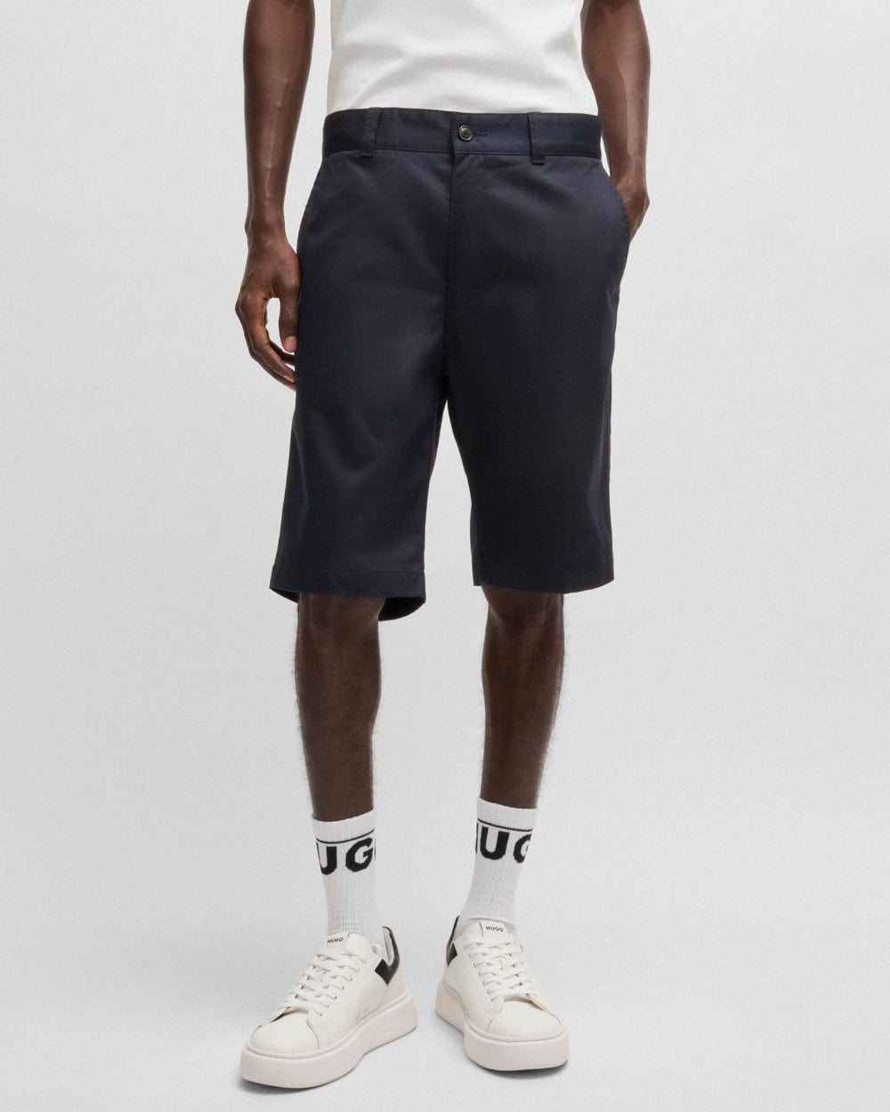 HUGO HUGO Darik241 Mens Regular-Fit Shorts with Slim Leg and Buttoned Pockets