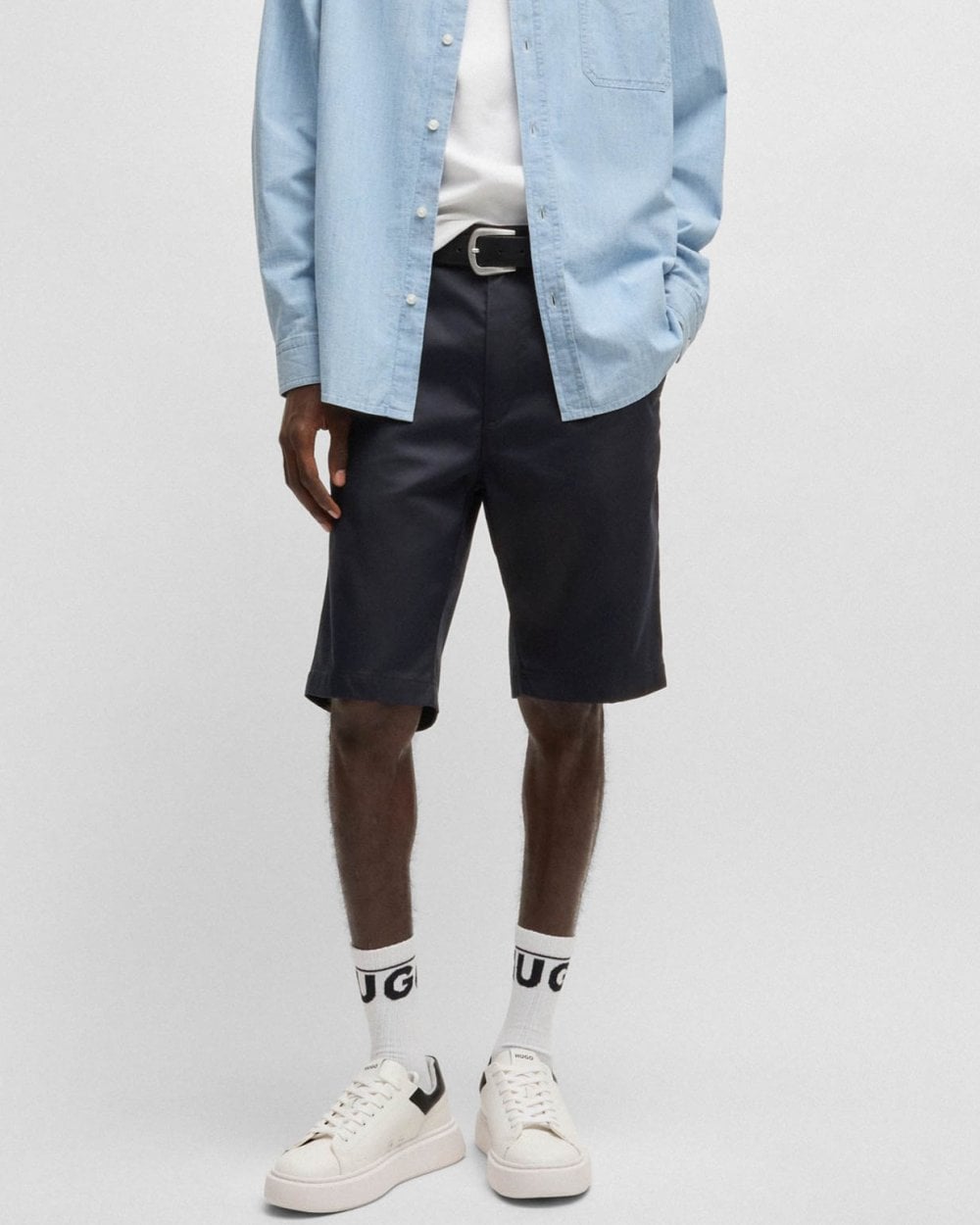 HUGO HUGO Darik241 Mens Regular-Fit Shorts with Slim Leg and Buttoned Pockets