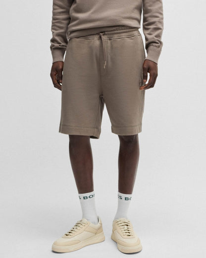 BOSS Orange Sewalk Mens Cotton-Terry Shorts With Logo Badge