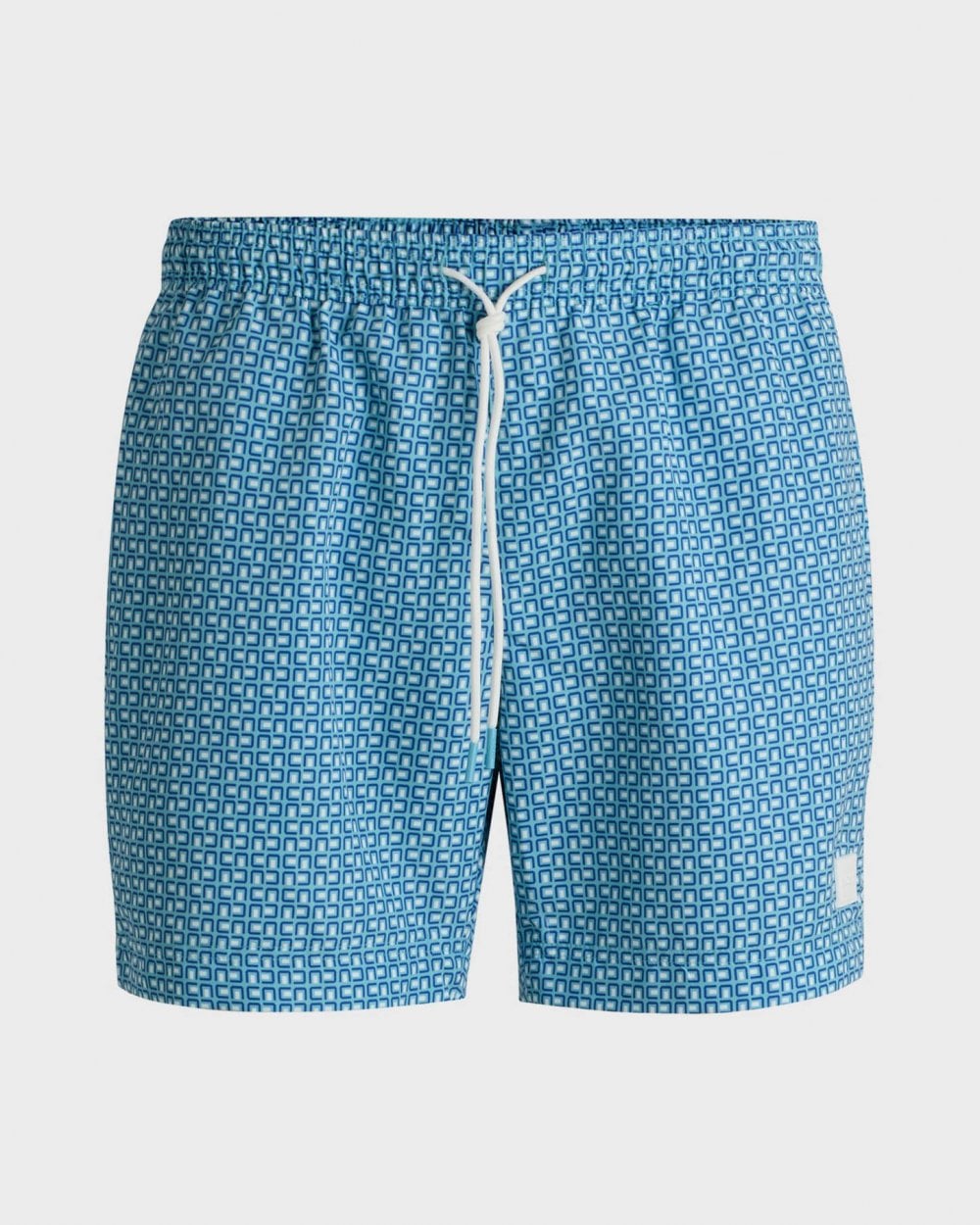 BOSS Orange Vibe Mens Logo-Label Swim Shorts with Seasonal Pattern - Light/Pastel Blue 455
