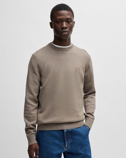 BOSS Orange Kanovano Mens Crew Neck Jumper - Open Beige 294